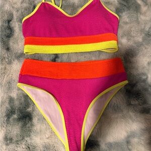Vibrant Pink and Orange Bikini Set